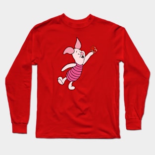 Little Pig with Awareness Ribbon Butterfly (Red) Long Sleeve T-Shirt